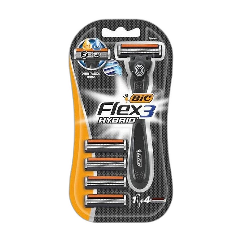 БРИТВА BIC FLEX 3 HYBRID + 4 КАРТРИДЖА