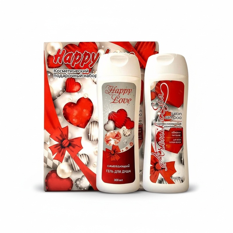 ПОДАРОЧНЫЙ НАБОР HАPPY LOVE ШАМПУНЬ 300МЛ + ГЕЛЬ ДЛЯ ДУША 300МЛ