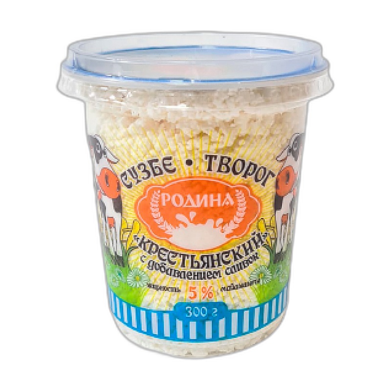 ТВОРОГ СО СЛИВКАМИ РОДИНА 5% 300Г ПЭТ