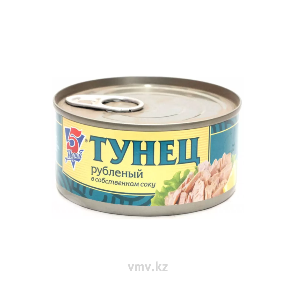 ТУНЕЦ 5 МОРЕЙ РУБЛЕННЫЙ В СОБСТВЕННОМ СОКУ 185Г