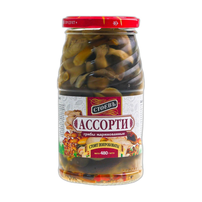 ГРИБЫ СТОЕВЪ МАРИНОВАННЫЕ АССОРТИ 480Г