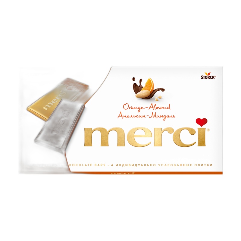 ШОКОЛАД MERCI ПЛИТКА ГОРЬКИЙ АПЕЛЬСИН МИНДАЛЬ 100Г