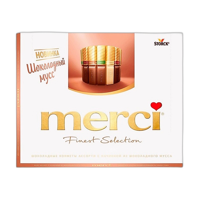 КОНФЕТЫ MERCI ШОКОЛАДНЫЕ ШОКОЛАДНЫЙ МУСС 210Г