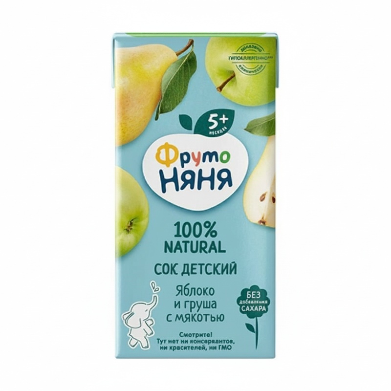 СОК ФРУТО НЯНЯ ЯБЛОКО ГРУША С МЯКОТЬЮ 0,5Л Т/П
