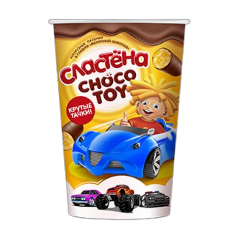 ПАЛОЧКИ КУКУРУЗНЫЕ СЛАСТЁНА CHOCO TOY МОЛОЧНЫЙ ШОКОЛАД КРУТЫЕ ТАЧКИ 100Г