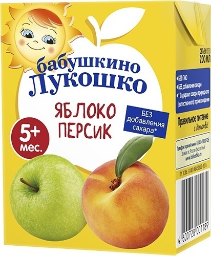 СОК БАБУШКИНО ЛУКОШКО ЯБЛОКО ПЕРСИК 200МЛ Т/П