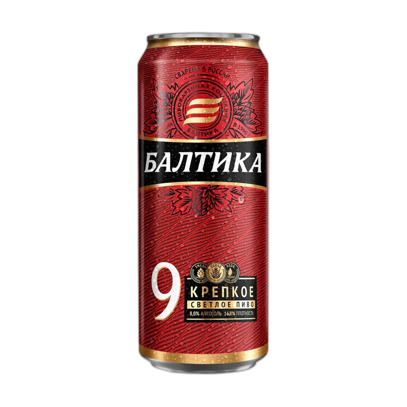 ПИВО БАЛТИКА №9 КРЕПКОЕ ЛЕГЕНДАРНОЕ 8% 0,45Л Ж/Б