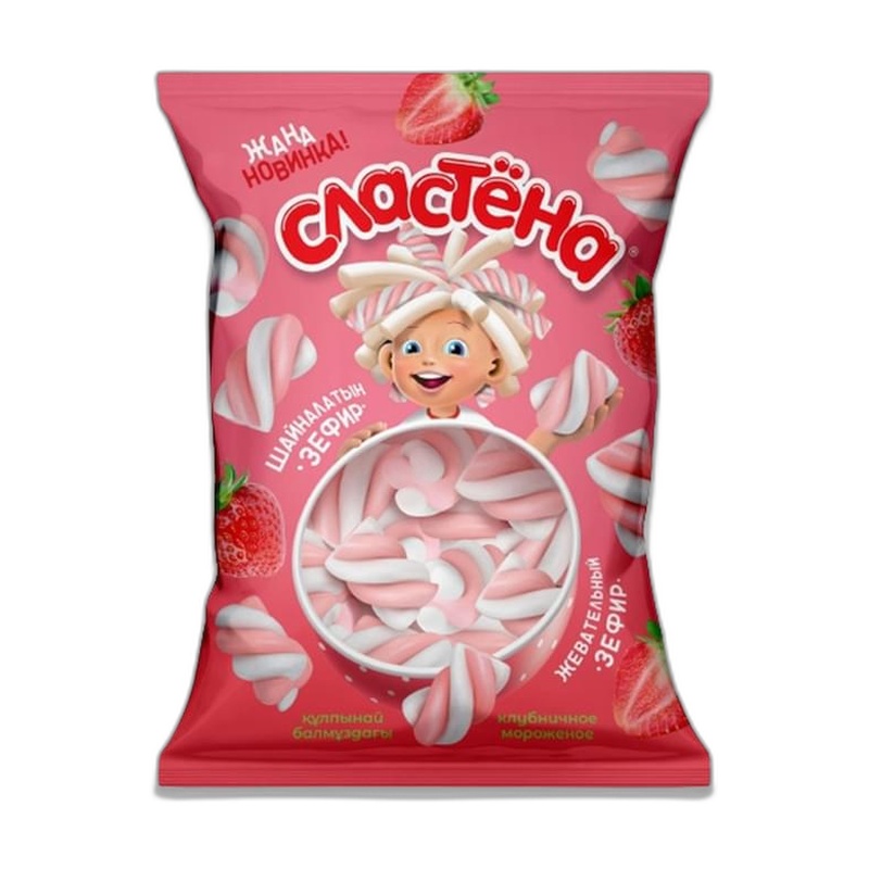 ЗЕФИР ЖЕВАТЕЛЬНЫЙ СЛАСТЁНА КЛУБНИЧНОЕ МОРОЖЕНОЕ 150Г