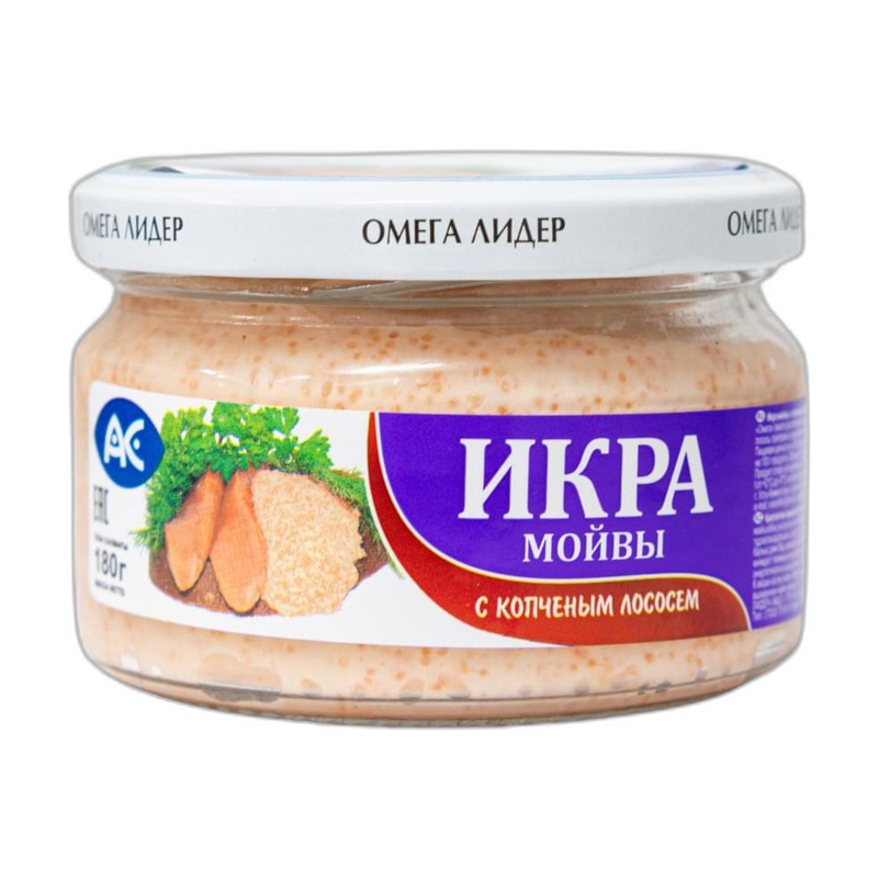 ИКРА МОЙВЫ АС С КОПЧЕНЫМ ЛОСОСЕМ В СОУСЕ 180Г ПЛ/Б