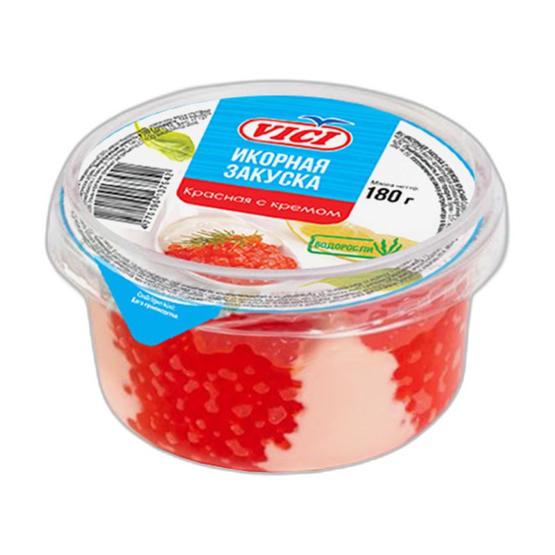 ИКРА С КРЕМОМ КРАСНАЯ VICI АЛЬГИНОВАЯ ИКОРНАЯ ЗАКУСКА 180Г