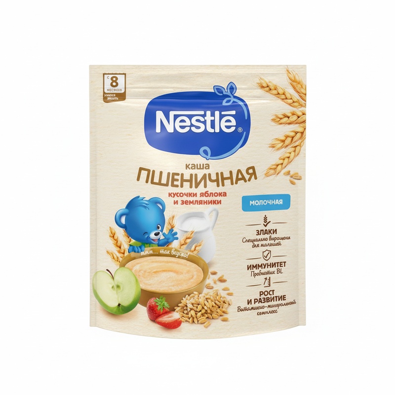 КАША МОЛОЧНАЯ NESTLE ПШЕНИЧНАЯ ЗЕМЛЯНИКА ЯБЛОКО 200Г