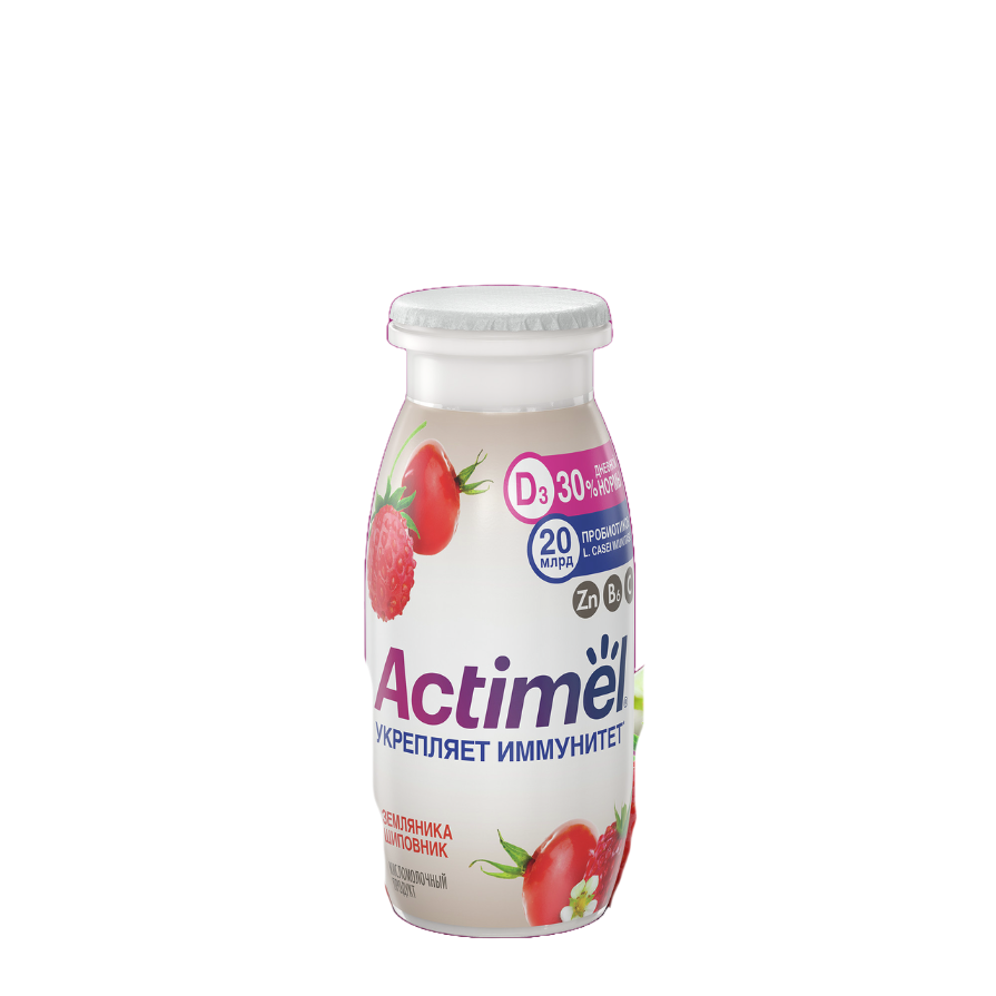 ЙОГУРТ ПИТЬЕВОЙ ACTIMEL ЗЕМЛЯНИКА ШИПОВНИК 95Г П/Б