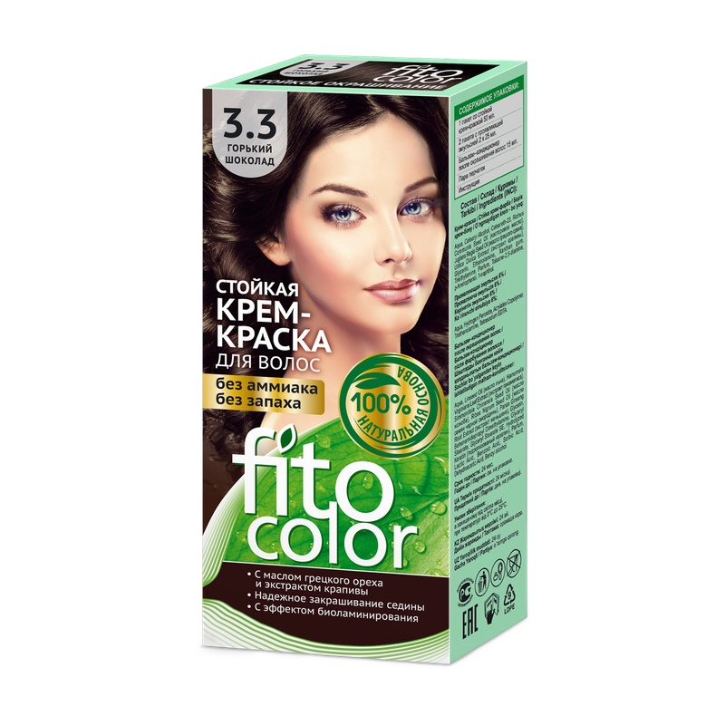 КРЕМ-КРАСКА ДЛЯ ВОЛОС FITOCOLOR СТОЙКАЯ 3.3 ТОН ГОРЬКИЙ ШОКОЛАД 115МЛ