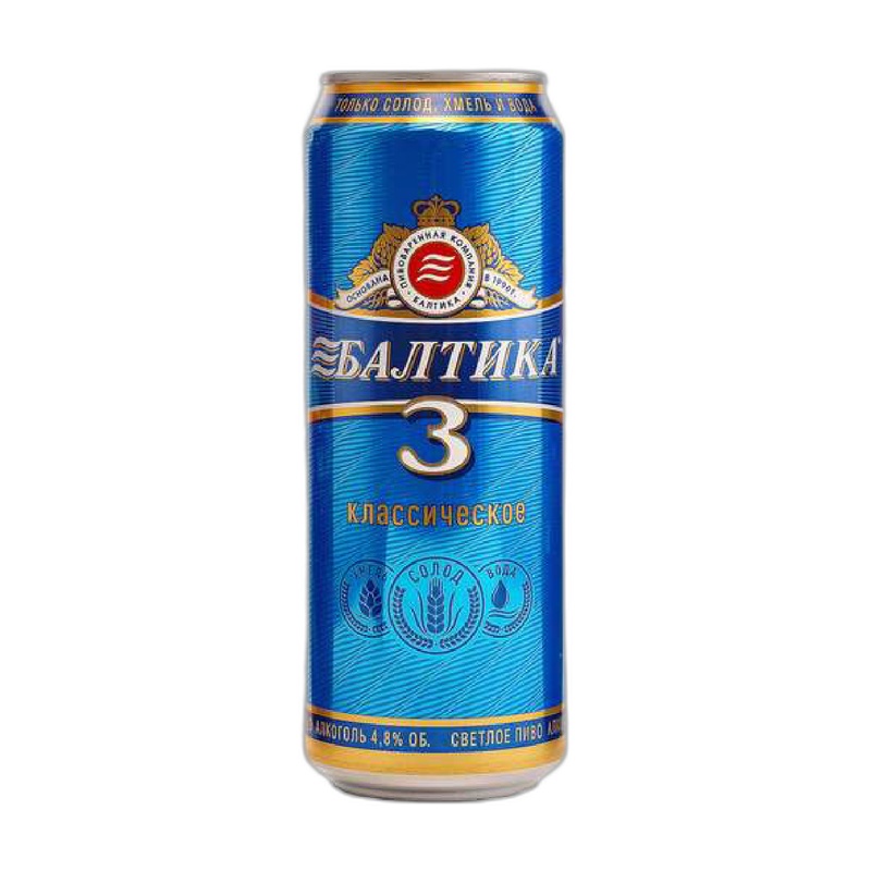 ПИВО БАЛТИКА №3 КЛАССИЧЕСКОЕ 4,8% 0,45Л Ж/Б