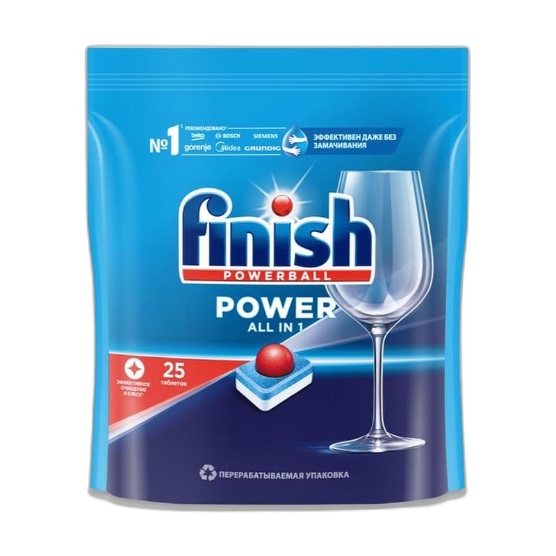 ТАБЛЕТКИ ДЛЯ ПОСУДОМОЕЧНЫХ МАШИН FINISH POWER 25ШТ