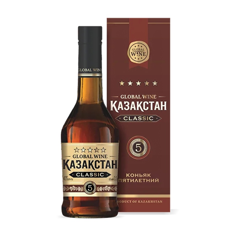 КОНЬЯК GLOBAL WINE ҚАЗАҚСТАН CLASSIC 5 YO 40% 0,5Л