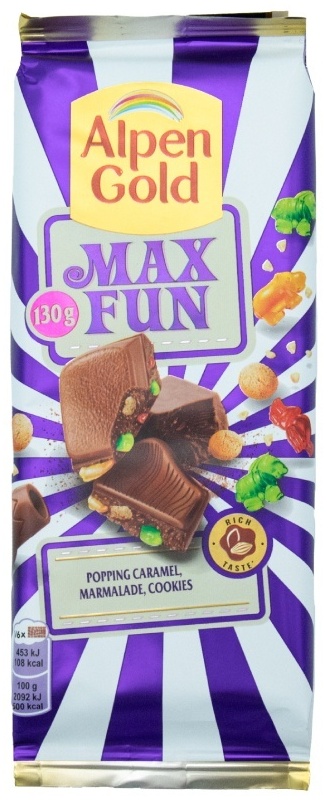 ШОКОЛАД ALPEN GOLD MAX FUN КАРАМЕЛЬ МАРМЕЛАД ПЕЧЕНЬЕ 130Г
