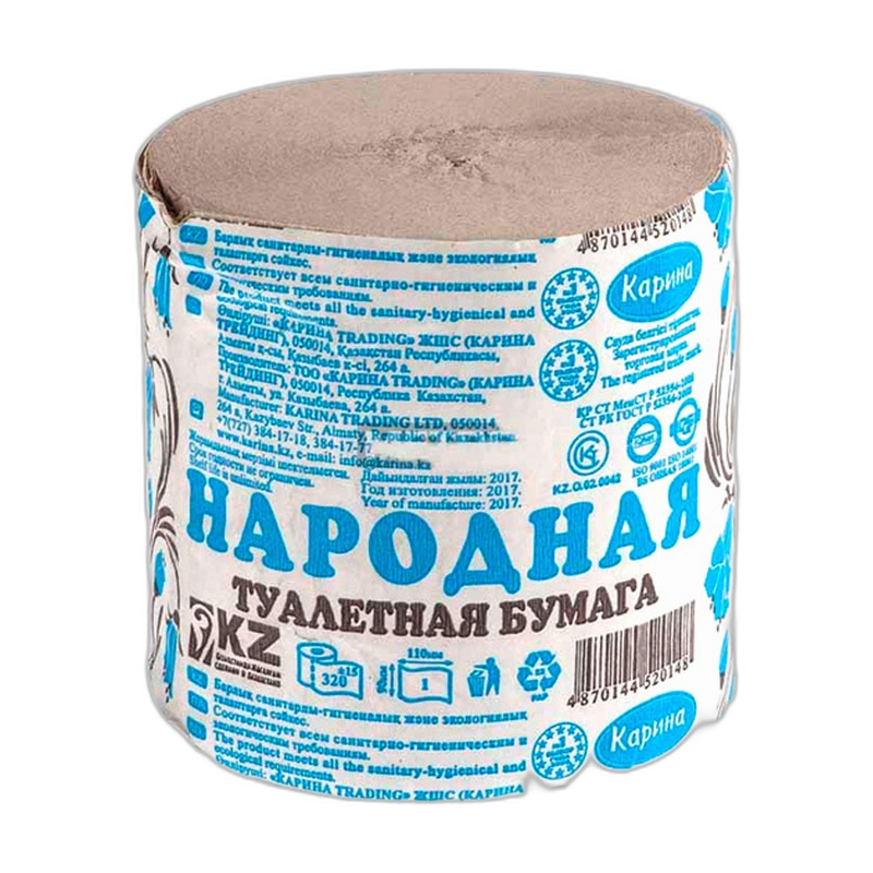 БУМАГА ТУАЛЕТНАЯ НАРОДНАЯ 1-СЛОЙНАЯ 1ШТ