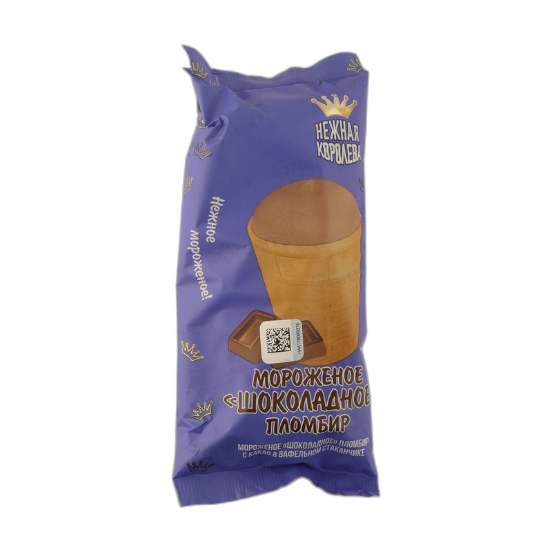 МОРОЖЕНОЕ НЕЖНАЯ КОРОЛЕВА ПЛОМБИР ШОКОЛАДНЫЙ КАКАО ВАФ/СТАК 12% 70Г