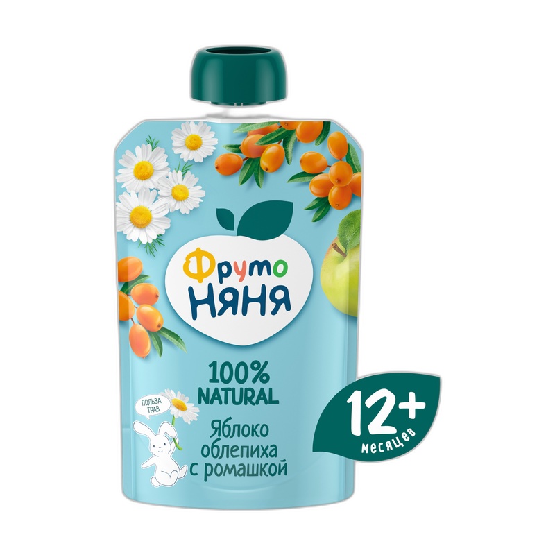 ПЮРЕ ФРУТО НЯНЯ ЯБЛОКО ОБЛЕПИХА РОМАШКА 90Г ПАУЧ