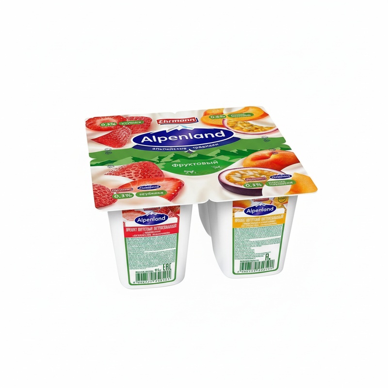 ЙОГУРТ ALPENLAND КЛУБНИКА ПЕРСИК МАРАКУЙЯ 0,3% 95Г