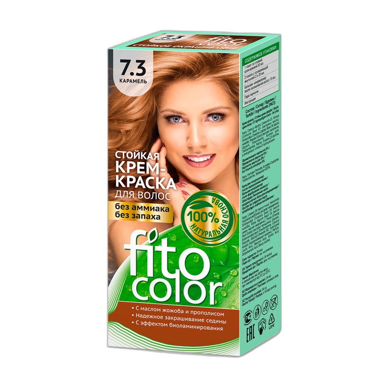КРЕМ-КРАСКА ДЛЯ ВОЛОС FITOCOLOR СТОЙКАЯ 7.3 ТОН КАРАМЕЛЬ 115МЛ