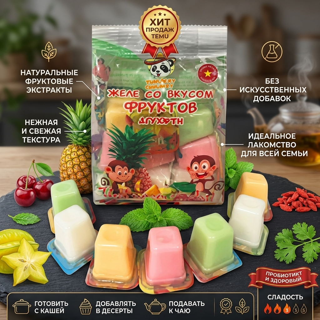 ЖЕЛЕ СО ВКУСОМ ФРУКТОВ 360Г