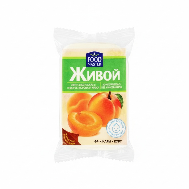 ТВОРОЖНАЯ МАССА ЖИВОЙ КУРАГА 18% 90Г
