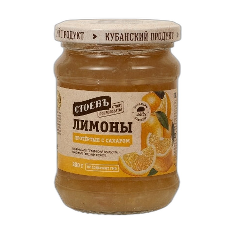 ФРУКТЫ ПРОТЕРТЫЕ СТОЕВЪ ЛИМОНЫ С САХАРОМ 280Г СТ/Б