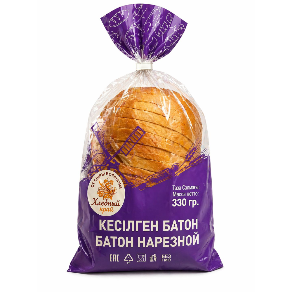 БАТОН ХЛЕБНЫЙ КРАЙ ОТРУБНОЙ 330Г