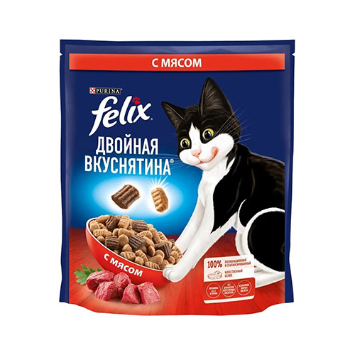 КОРМ ДЛЯ КОШЕК FELIX ДВОЙНАЯ ВКУСНЯТИНА ГОВЯДИНА 600Г