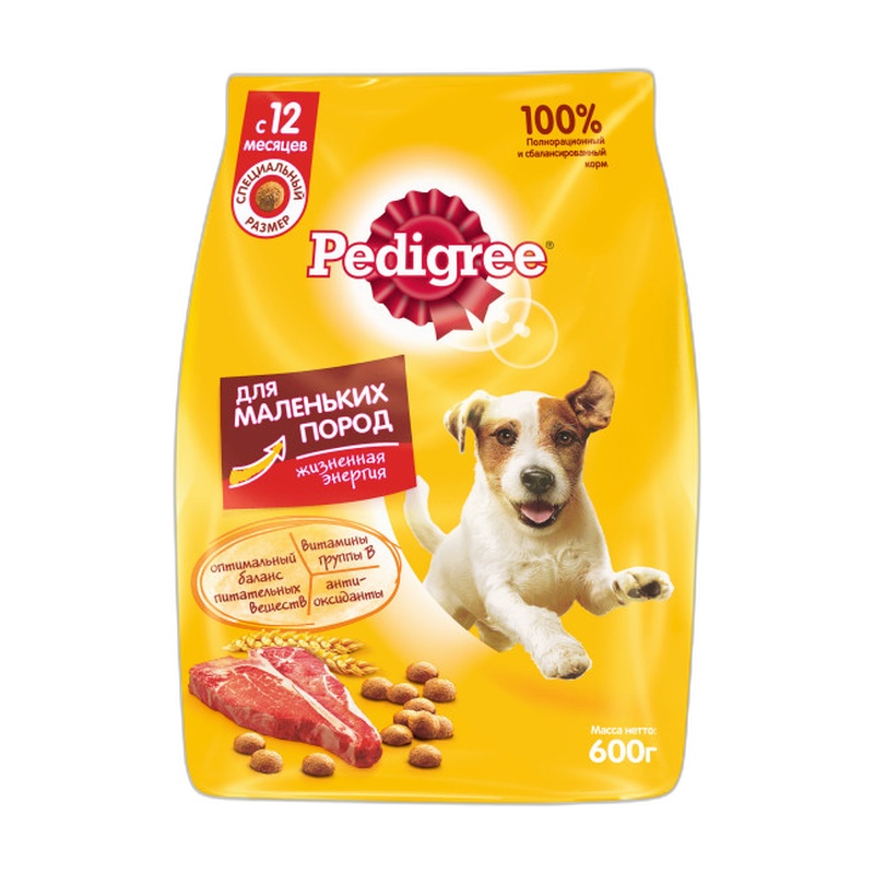 КОРМ ДЛЯ МАЛЕНЬКИХ СОБАК PEDIGREE ГОВЯДИНА 600Г
