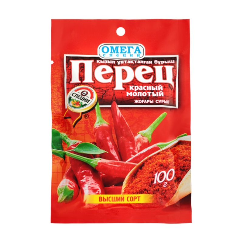 ПЕРЕЦ КРАСНЫЙ ОМЕГА МОЛОТЫЙ 100Г