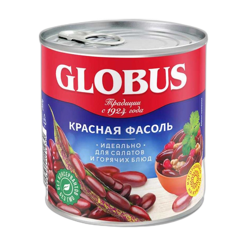 ФАСОЛЬ GLOBUS КРАСНАЯ В НАТУРАЛЬНОЙ ЗАЛИВКЕ 425МЛ
