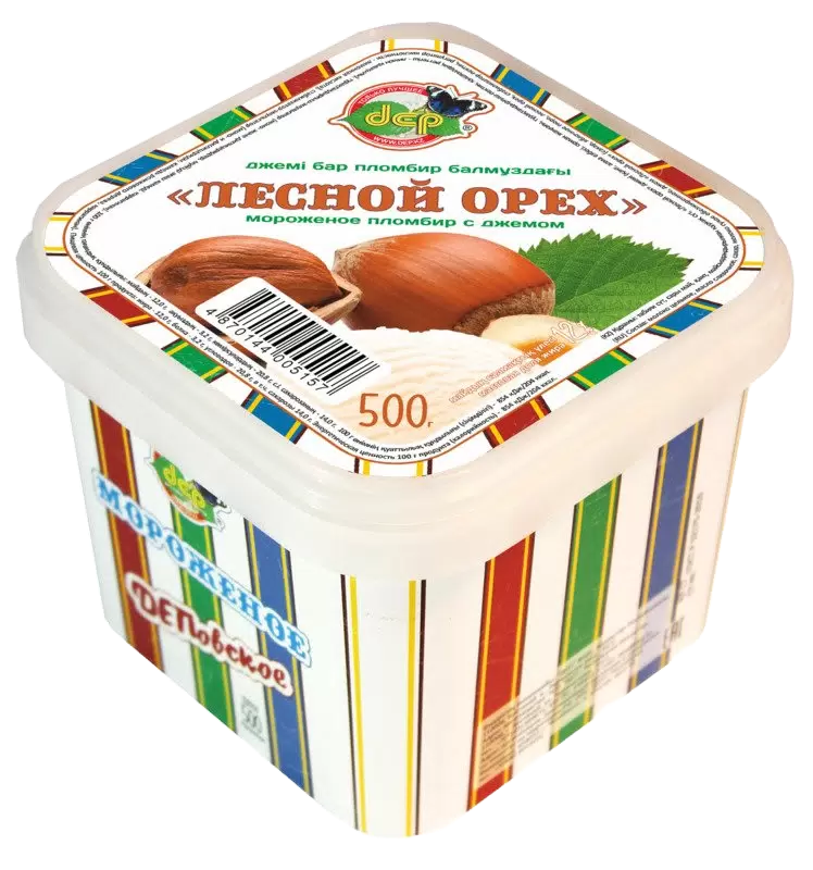 МОРОЖЕНОЕ DEP ПЛОМБИР С ДЖЕМОМ ЛЕСНОЙ ОРЕХ 500Г ПЭТ