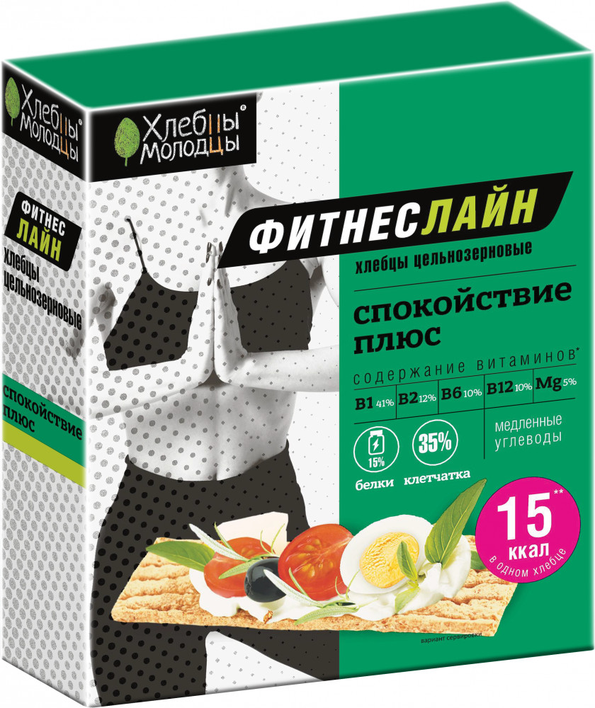 ХЛЕБЦЫ ЦЕЛЬНОЗЕРНОВЫЕ ХЛЕБЦЫ-МОЛОДЦЫ ФИТНЕС ЛАЙН СПОКОЙСТВИЕ ПЛЮС 100Г