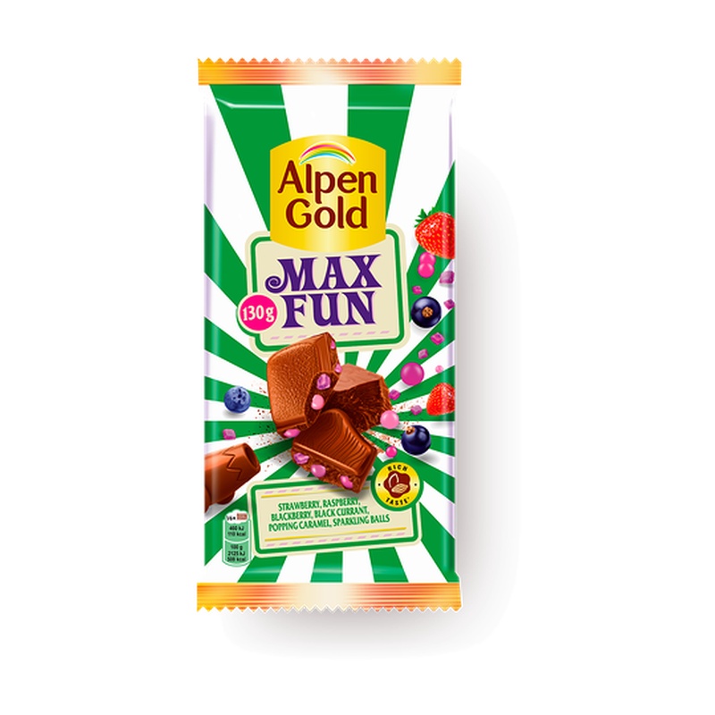 ШОКОЛАД ALPEN GOLD MAX FUN ФРУКТЫ ЯГОДЫ 130Г