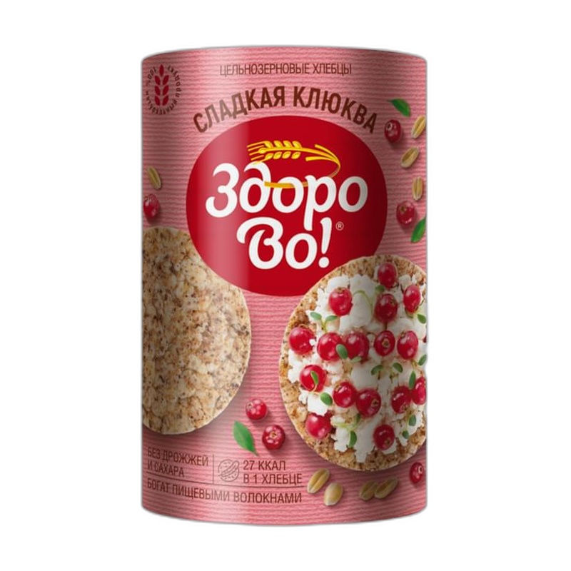ХЛЕБЦЫ ЦЕЛЬНОЗЕРНОВЫЕ ЗДОРОВО! СЛАДКАЯ КЛЮКВА 100Г