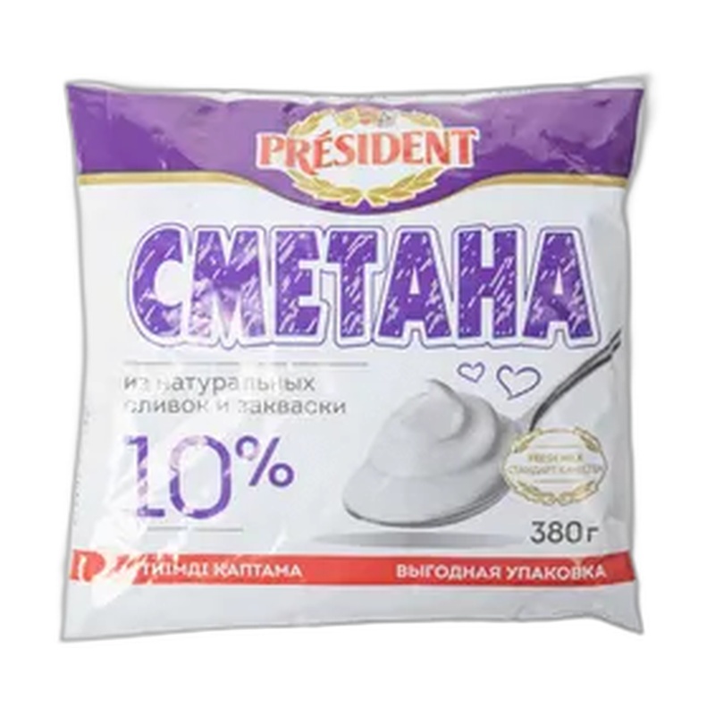 СМЕТАНА PRESIDENT 10% 380Г Ф/П