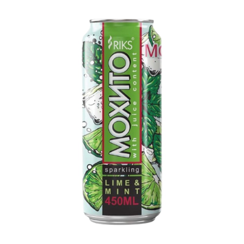 НАПИТОК ГАЗИРОВАННЫЙ RIKS МОХИТО LIME MINT 0,45Л Ж/Б