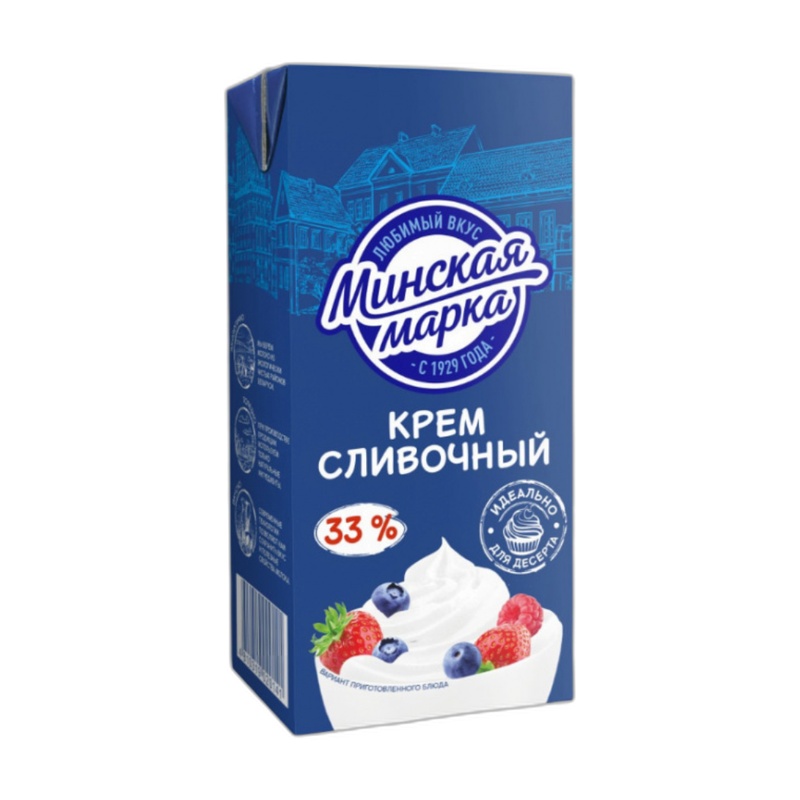 СЛИВКИ МИНСКАЯ МАРКА СЛИВОЧНЫЙ КРЕМ У/П 33% 1КГ Т/П
