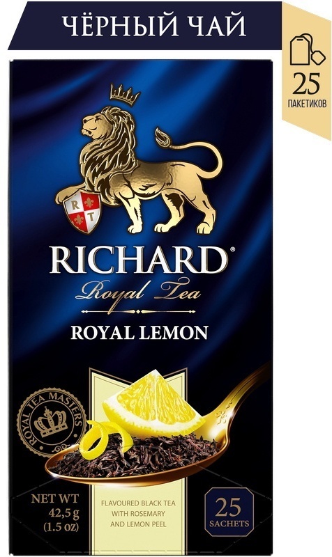 ЧАЙ ЧЕРНЫЙ RICHARD ROYAL LEMON 25 ПАКЕТИКОВ