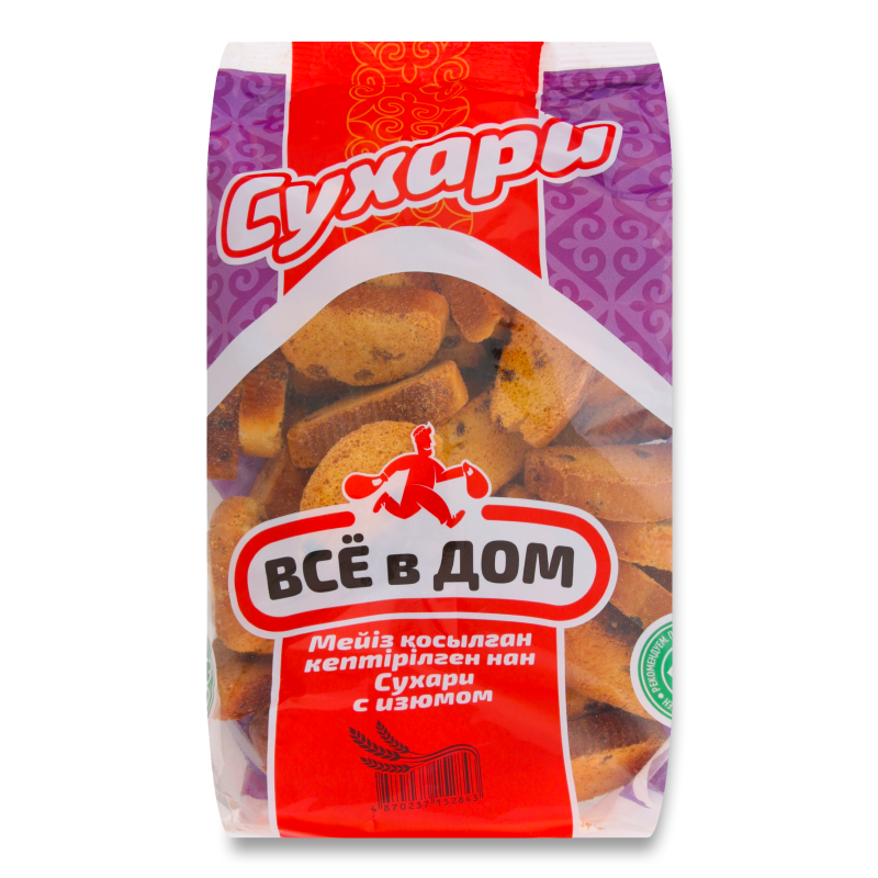 СУХАРИ ВСЁ В ДОМ С ИЗЮМОМ 400Г ФЛ/П