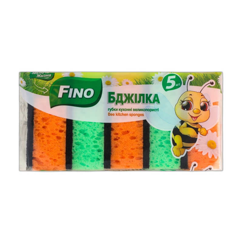 ГУБКА КУХОННАЯ FINO ПЧЕЛКА 5ШТ