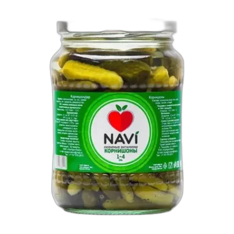 КОРНИШОНЫ NAVI МАРИНОВАННЫЕ 670МЛ