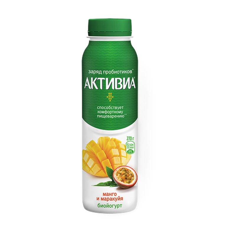 ЙОГУРТ ПИТЬЕВОЙ АКТИВИА МАНГО МАРАКУЙЯ 260Г П/Б