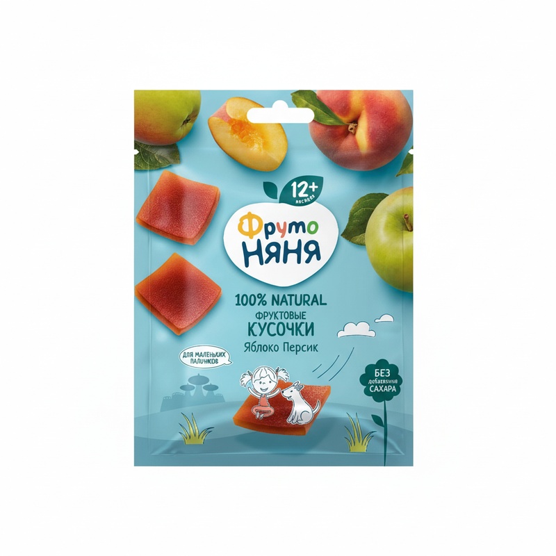 КУСОЧКИ ФРУКТОВЫЕ ФРУТО НЯНЯ ЯБЛОКО ПЕРСИК 53Г