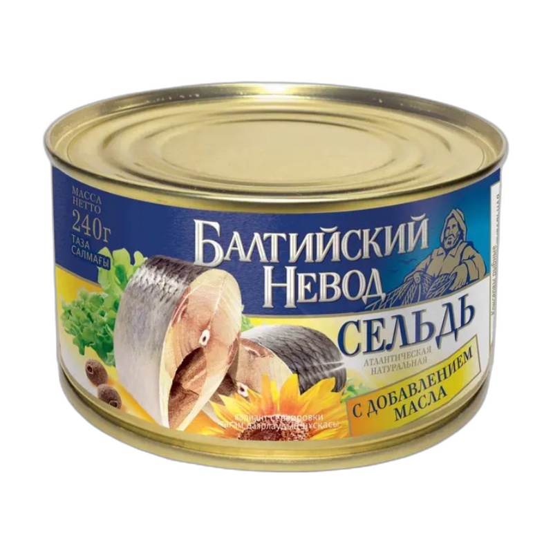 СЕЛЬДЬ ГЛАВПРОДУКТ БАЛТИЙСКИЙ НЕВОД АТЛАНТИЧЕСКАЯ 250Г Ж/Б