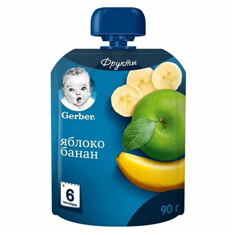 ПЮРЕ GERBER ЯБЛОКО БАНАН 90Г ПАУЧ