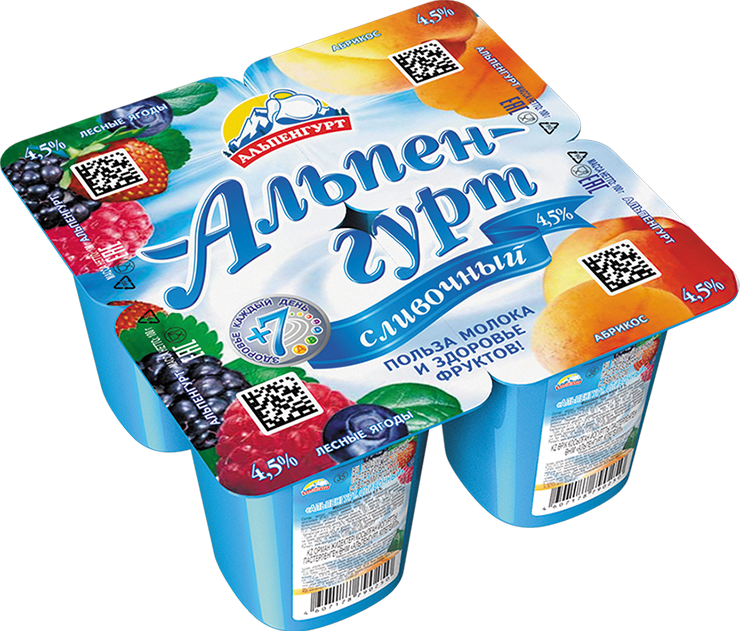 ЙОГУРТ АЛЬПЕНГУРТ ЛЕСНАЯ ЯГОДА АБРИКОС 4,5% 100Г